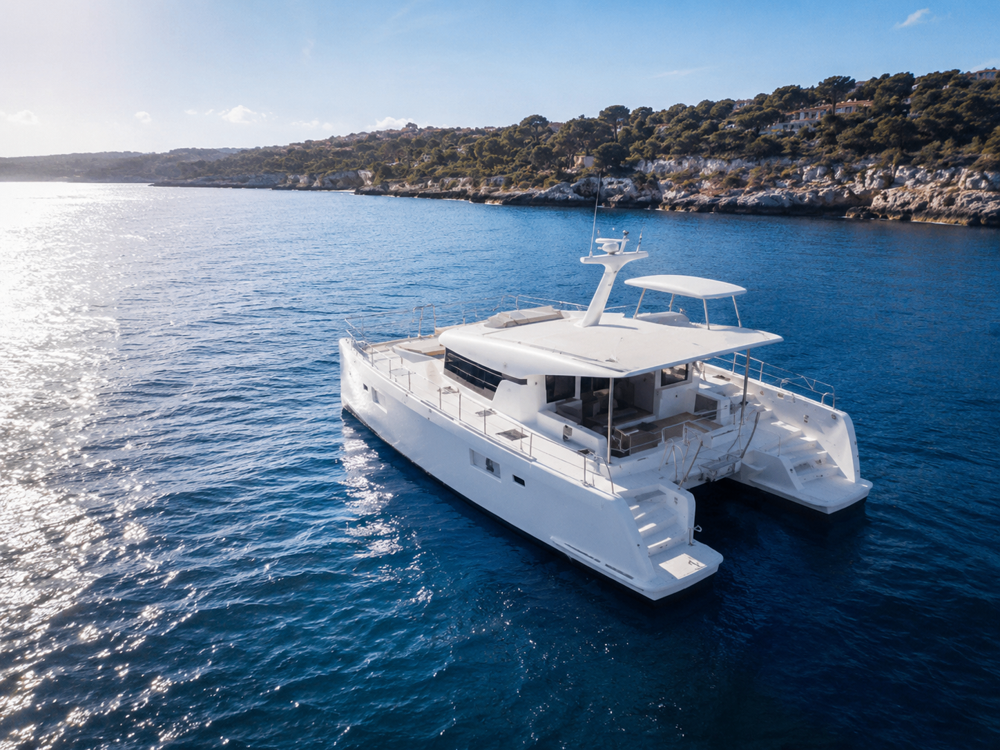 Lagoon INVITEY Yacht viewed from above on the Riviera