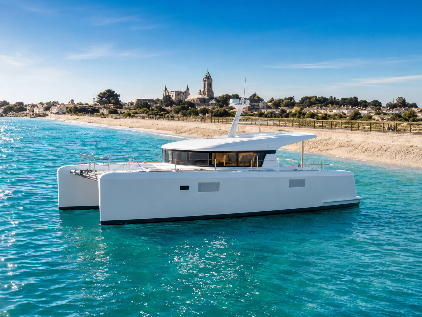 Lagoon INVITEY Yacht cruising in clear turquoise water